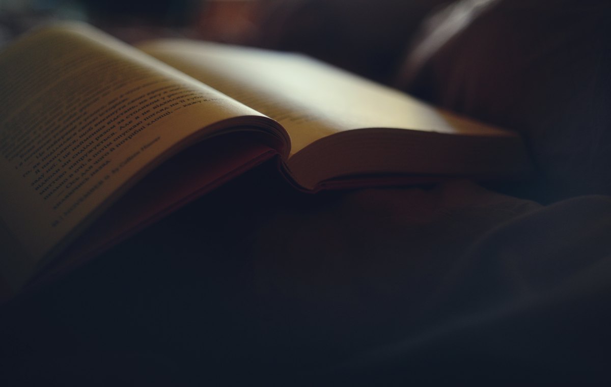 An open book in soft light